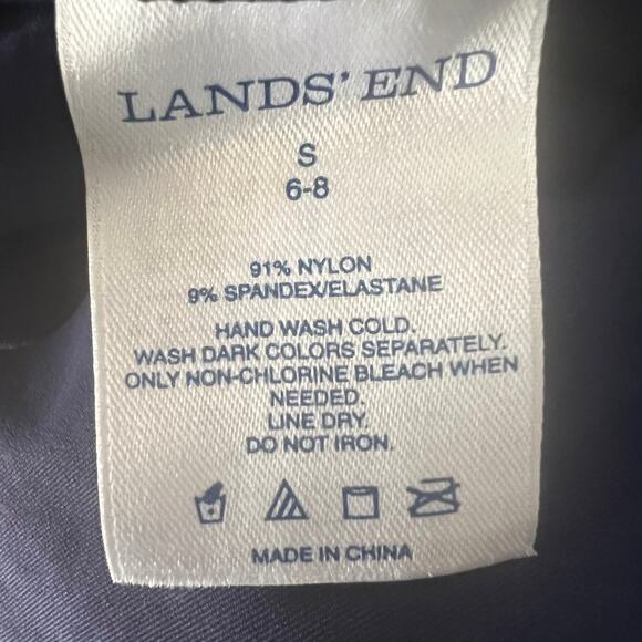 Lands’ End Women’s Rash Guard Swim Shirt Navy Embroidered V-Neck Size S (6-8) - Picture 6 of 6